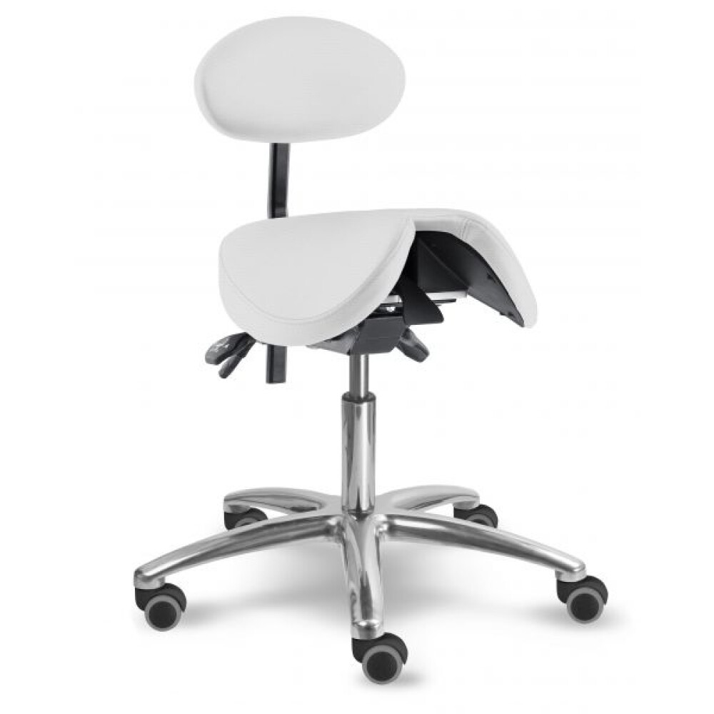 zdravotnická stolička s děleným naklápěcím sedákem a oporou zad 1215 S