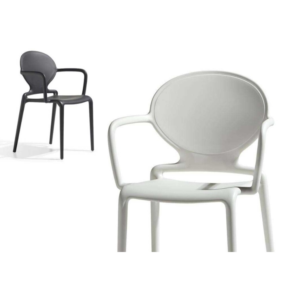 Plastová židle GIO armchair antracit  a lněná
