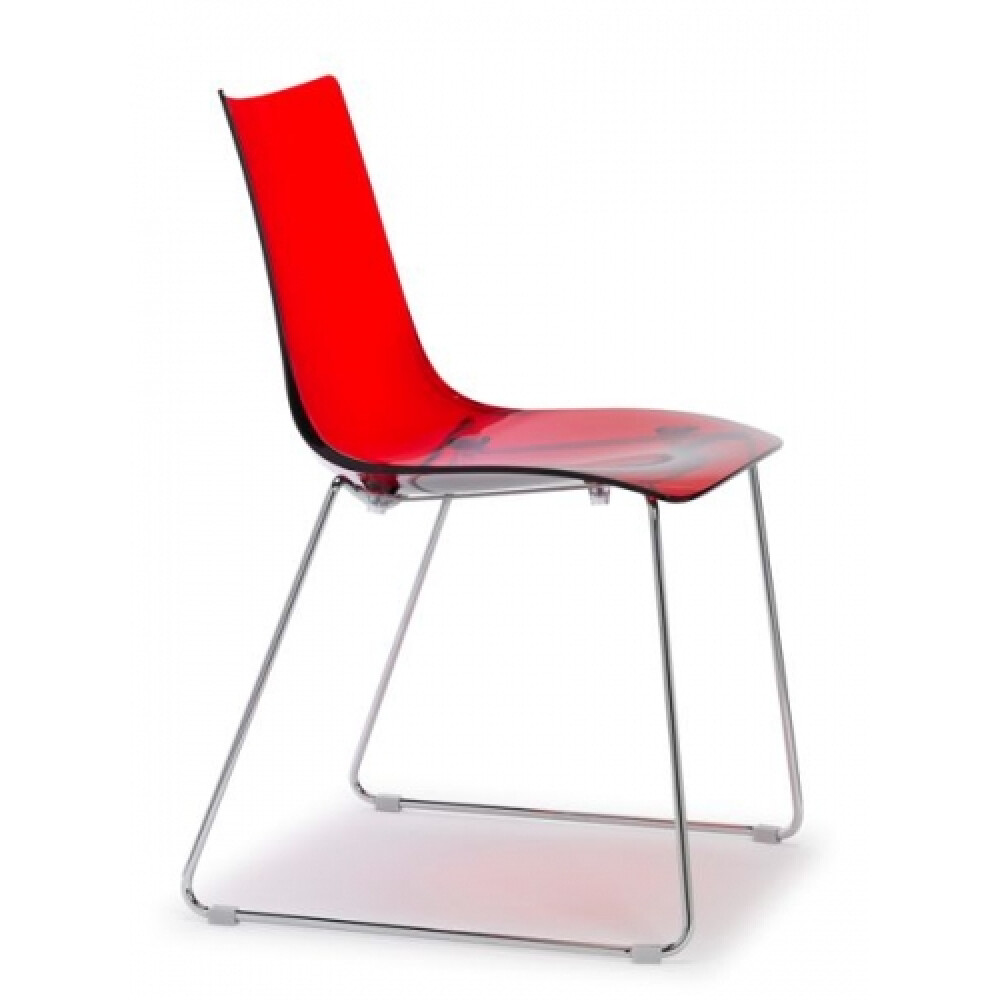 Průhledná plastová židle VLNA AS, transparentní červená