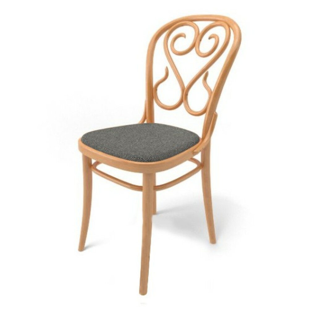 Dřevěná ohýbaná židle 004 s čalouněným sedákem