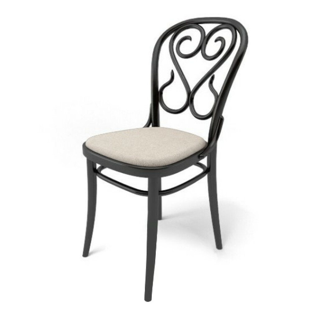 Dřevěná ohýbaná židle 004 s čalouněným sedákem