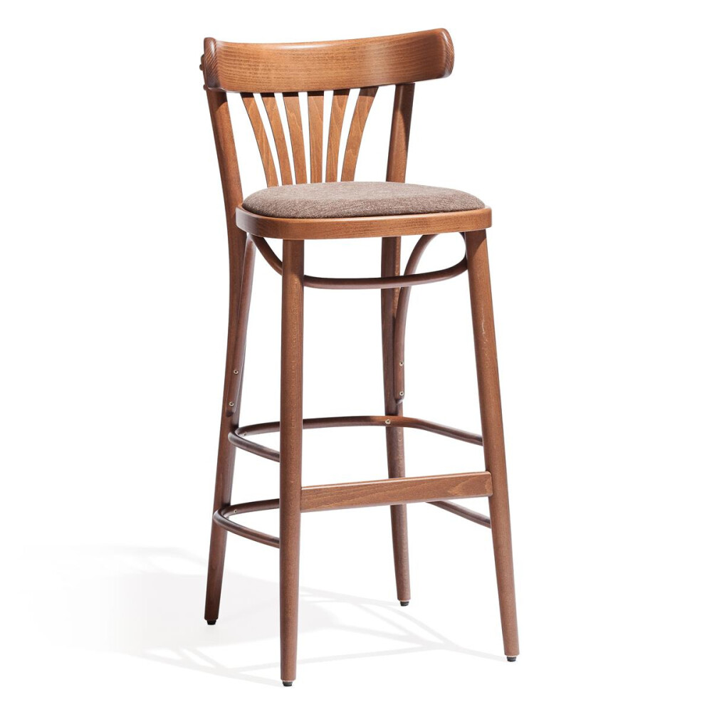Dřevěná čalouněná barová židle 56