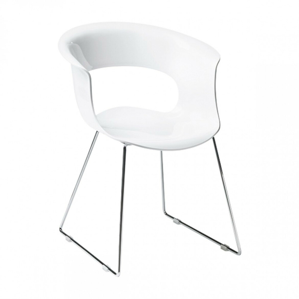 Plastová židle MISS B sledge - lesklá bílá
