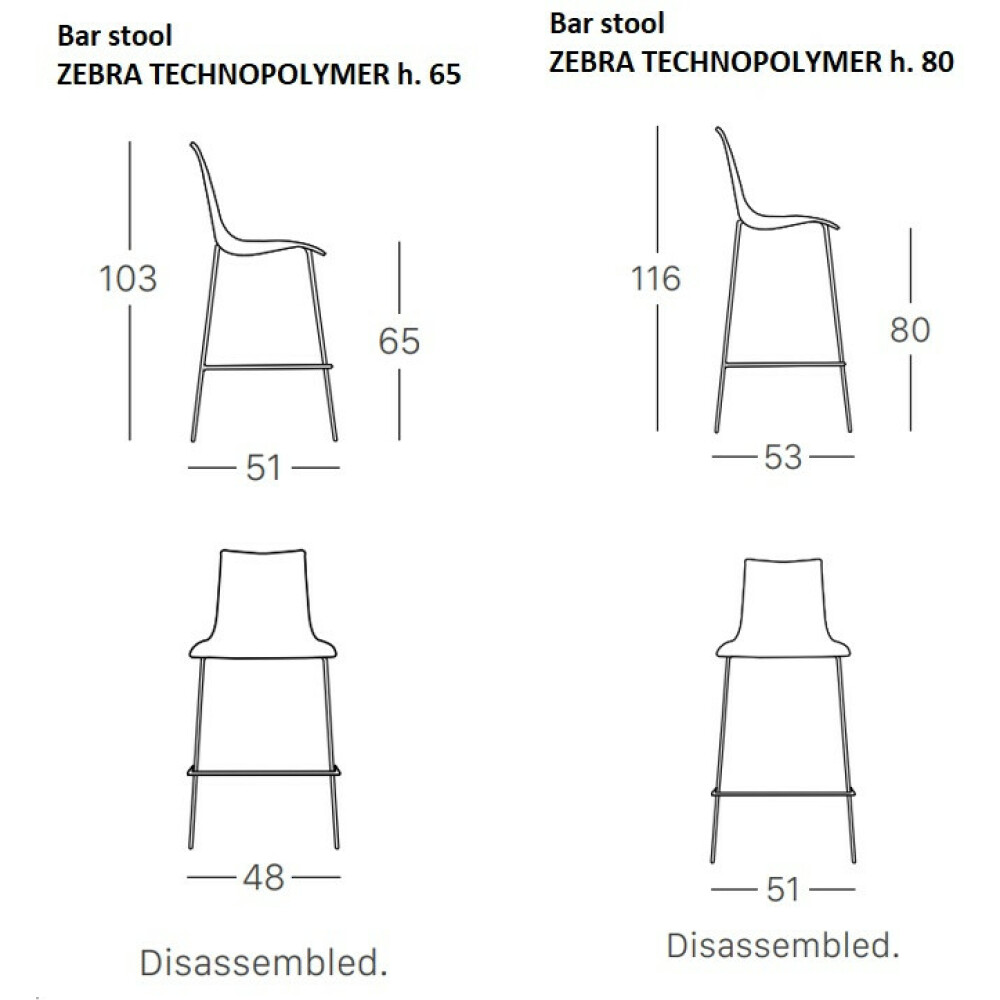 Barová židle ZEBRA technopolymer bar