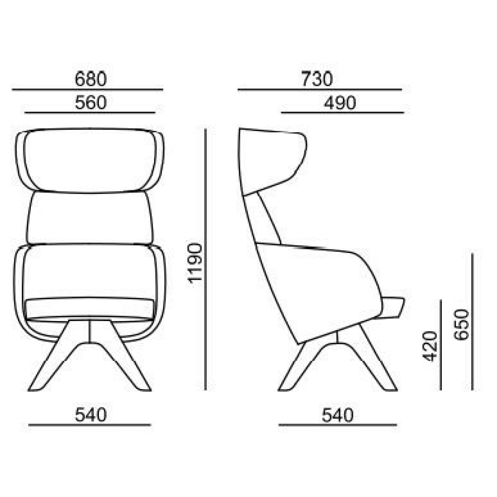 Křeslo WINX LOUNGE WX 886.16 rozměry