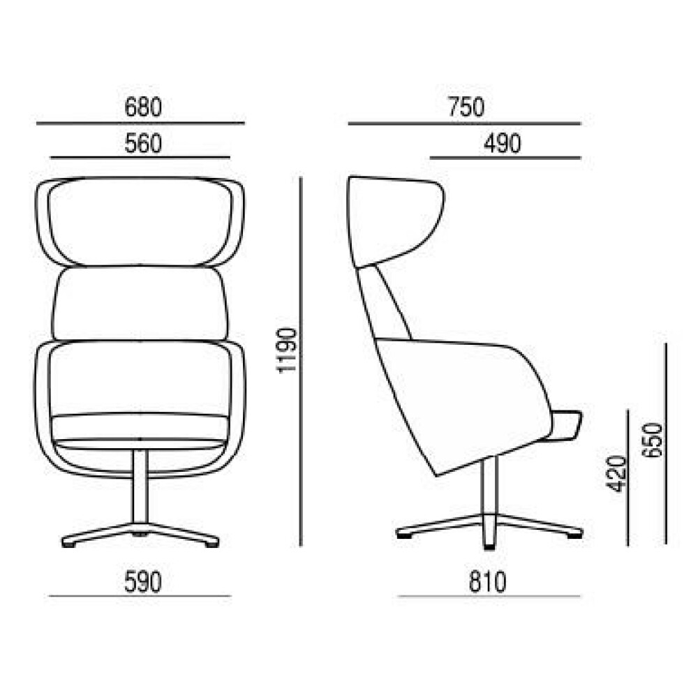 Křeslo WINX LOUNGE WX 886.01 rozměry