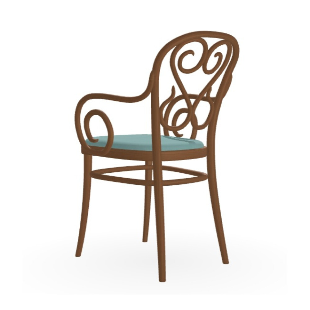 Dřevěná židle 323 004 s područkami s čalouněným sedákem