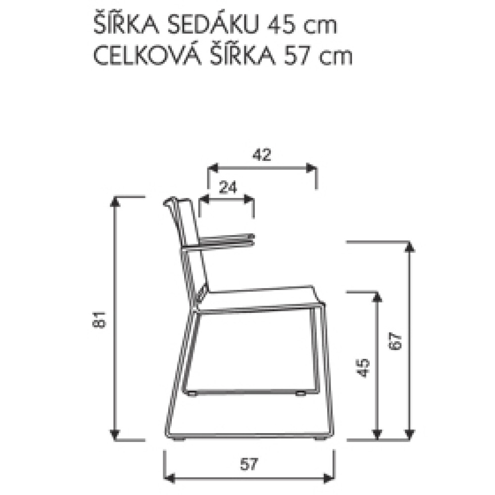 Rozměry plastové židle s područkami FILO