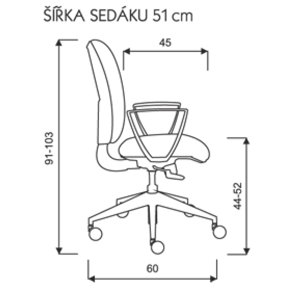 Rozměry kancelářské židle MATRIX