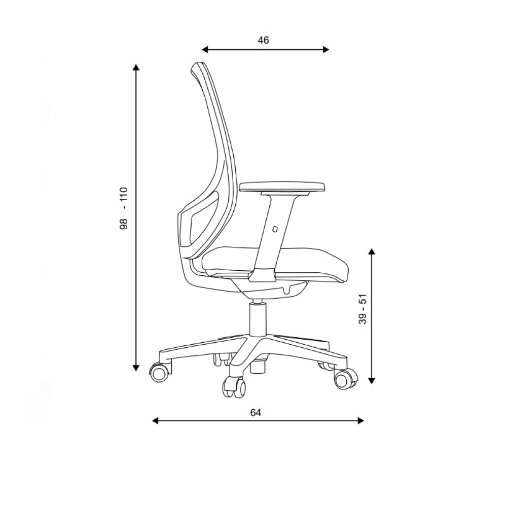 Kancelářská židle MANDY - rozměry