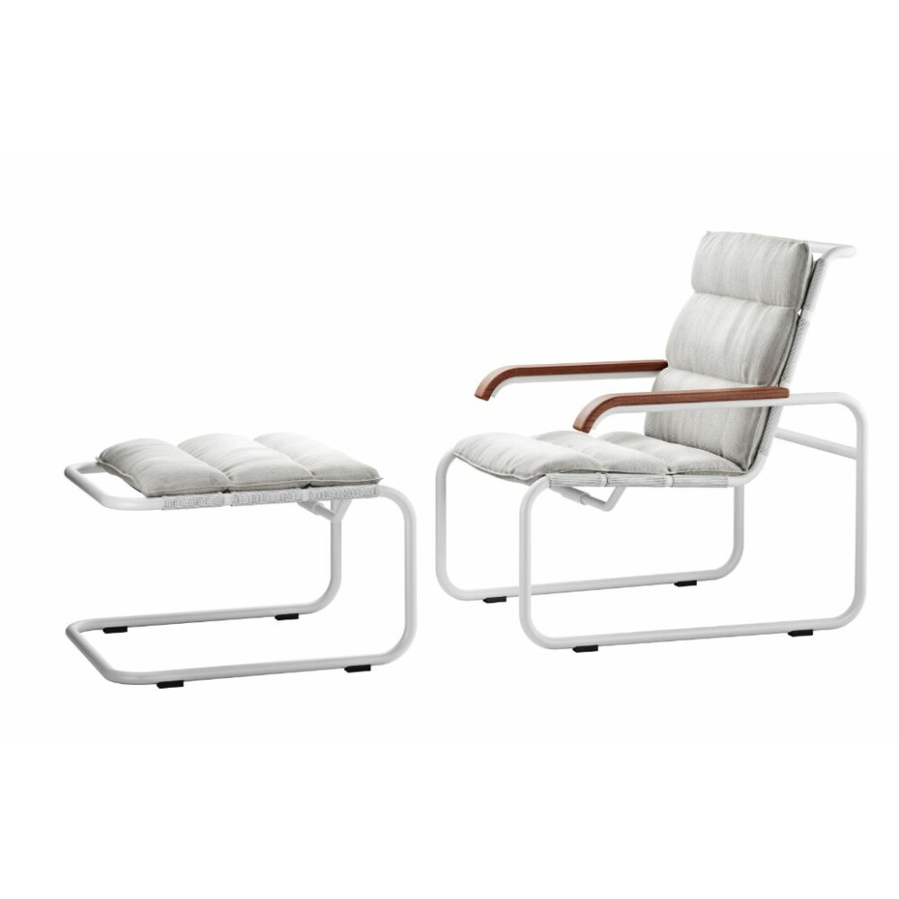 Relaxační křeslo THONET  S 35 N All Seasons s podnožkou a polštáři