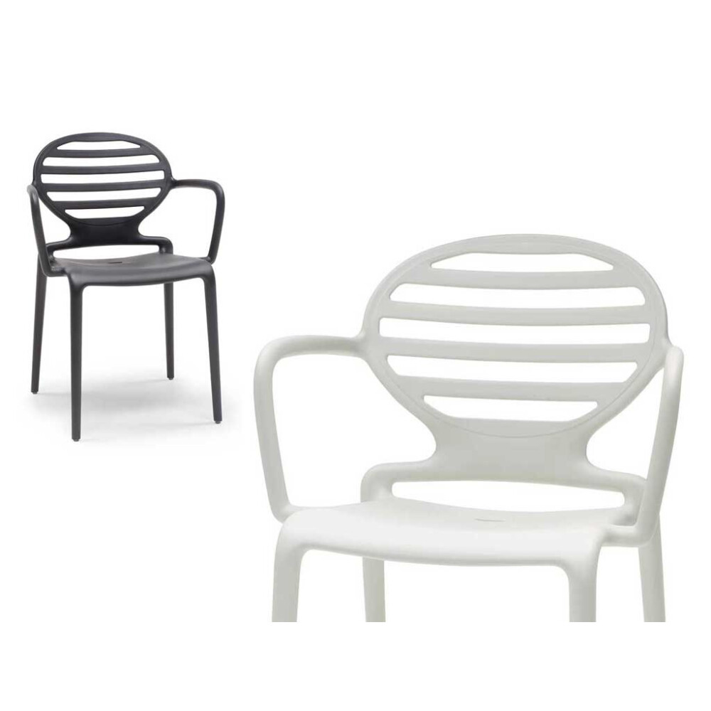 Plastová židle s područkami COKKA s područkami antracit a lněná