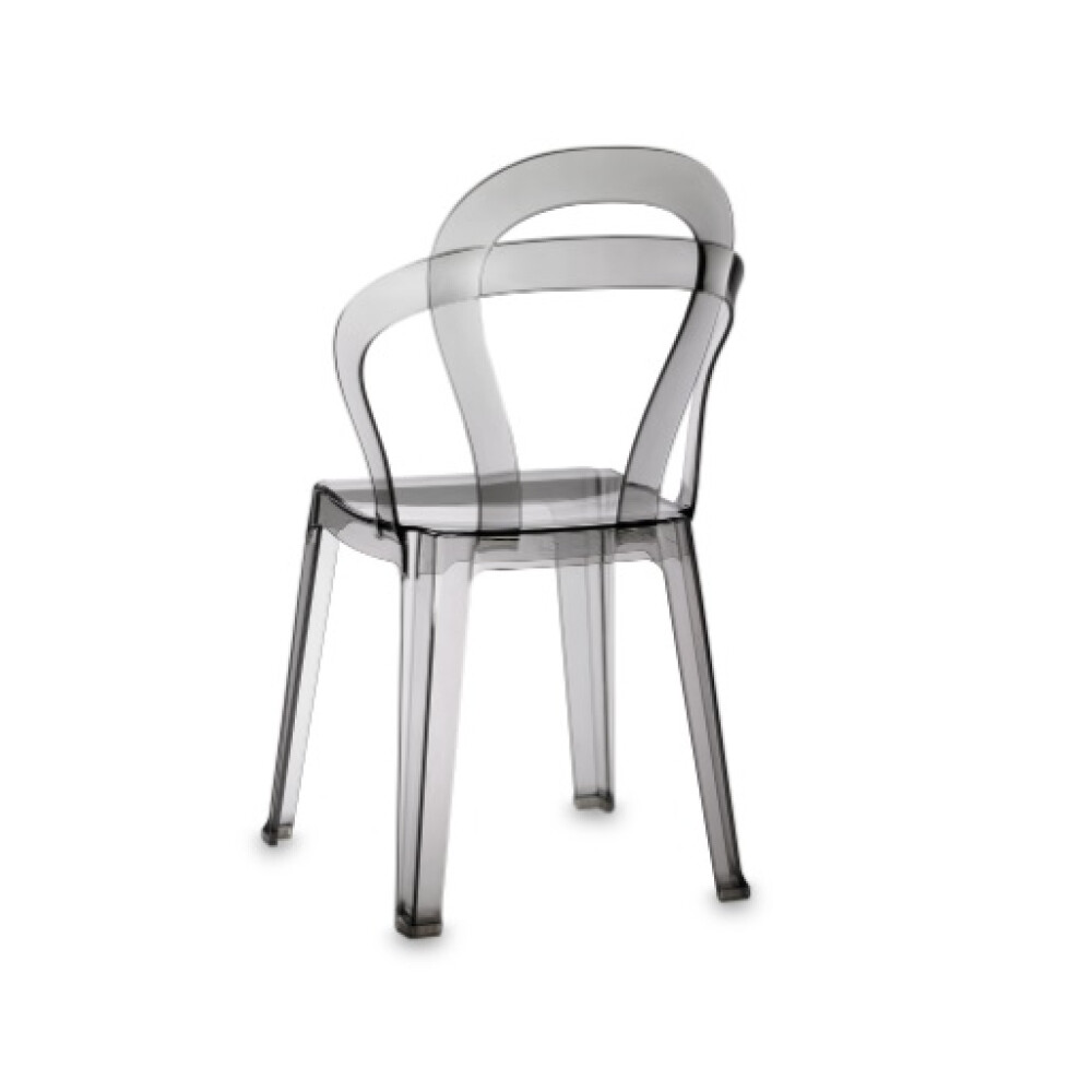 Průhledná plastová židle TITI, transparentní kouřová