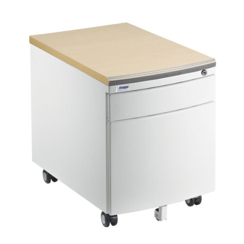 Kontejner pojízdný , kovový korpus bílý  - lamino javor