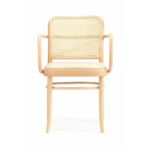 Dřevěná židle s čalouněným sedákem a područkami 811