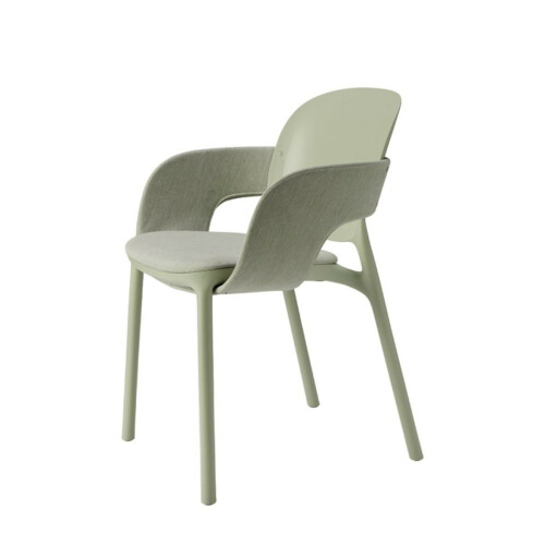 Plastová čalouněná židle HUG s čalouněným sedákem a čalouněnými područkami