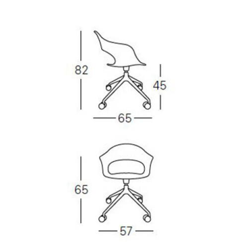 Čalouněná židle LADY B POP na kolečkách -  rozměry