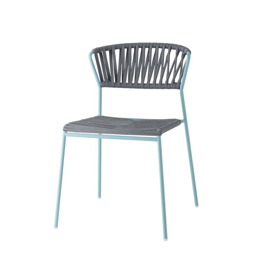 Zahradní židle LISA FILO modrá/antracit  - výplet námořní lano
