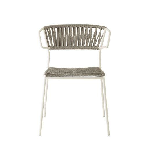 Zahradní židle LISA FILO - lněná/šedostříbrná - výplet námořní lano