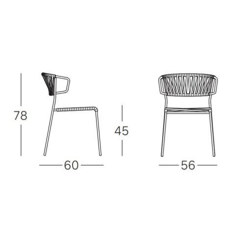 Zahradní židle LISA FILO - lněná/šedostříbrná - výplet námořní lano