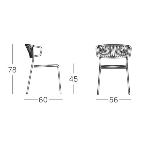 Zahradní židle ARMCHAIR LISA FILO modrá/antracit - rozměry