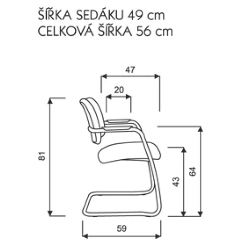 Obrázek s rozměry židle OLYMP