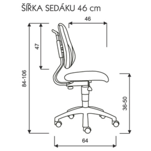 Rozměry rostoucí židle FUXO