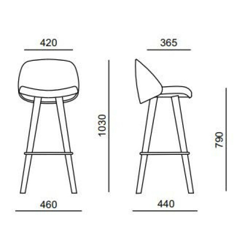 Barová židle WINX 882.27 rozměry