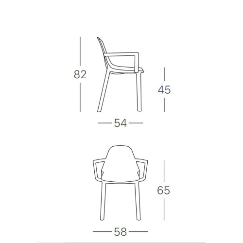 plastová židle PIÚ s područkami