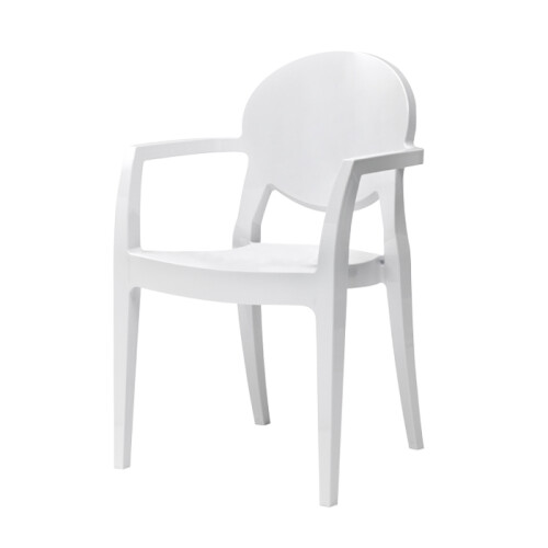 Lesklá neprůhledná bílá plastová židle IGLOO