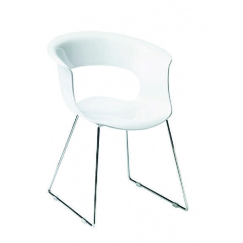 Plastová židle MISS B sledge - lesklá bílá