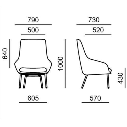 Vysoké lounge křeslo KLOE 5306.09