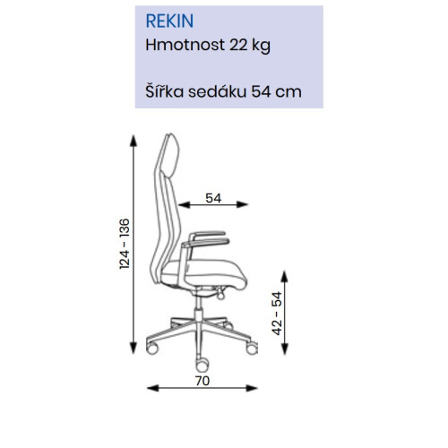 Kancelářské křeslo REKIN - rozměry