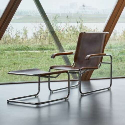 relaxační křeslo THONET S 35 L PURE  BUFFALO + podnožka