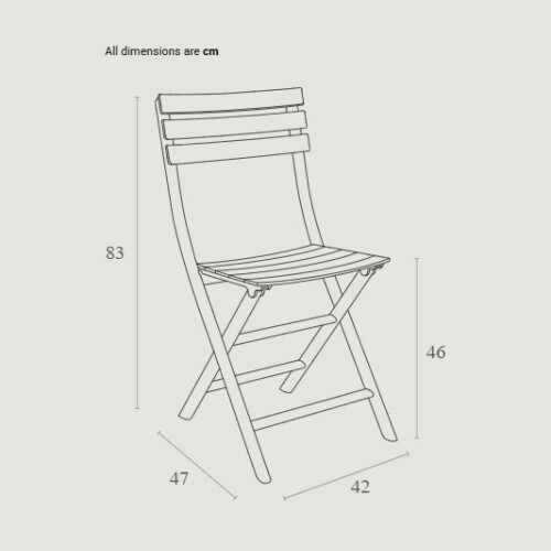 Sklopná židle Helen folding - rozměry