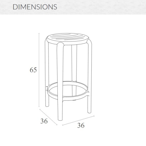 Plastová barová židle TOM 65 - rozměry