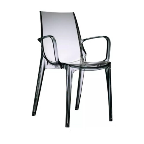 Plastová židle VANITY s područkami transparentní kouřová