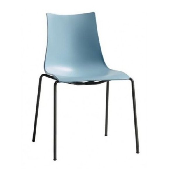 Plastová židle kostra antracit + skořepina modrá