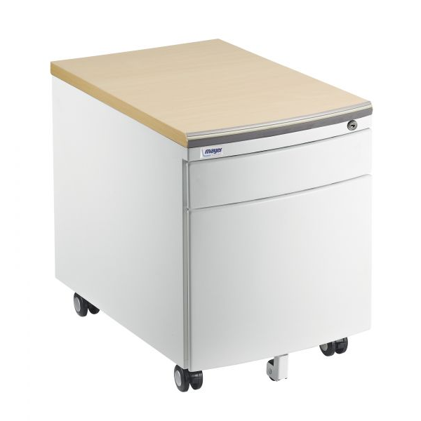 Kontejner pojízdný , kovový korpus bílý  - lamino javor