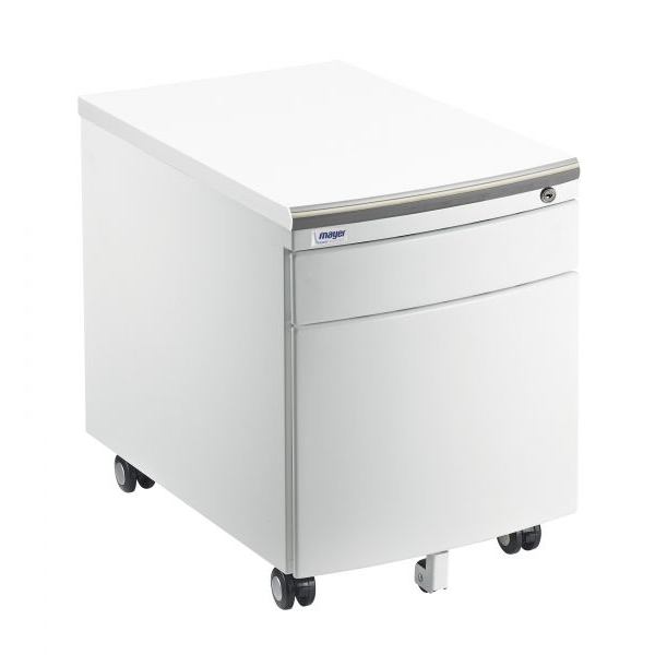 Kontejner pojízdný , kovový korpus bílý  - lamino bílé