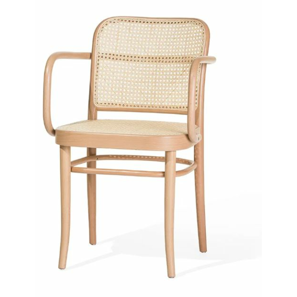 Dřevěná židle s výpletem a područkami 811