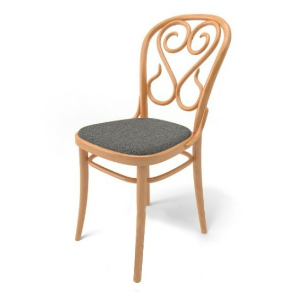 Dřevěná ohýbaná židle 004 s čalouněným sedákem