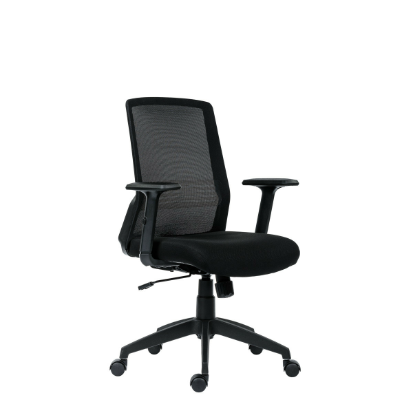 Kancelářská židle NOVELLO BLACK s černým sedákem a černou síťovinou