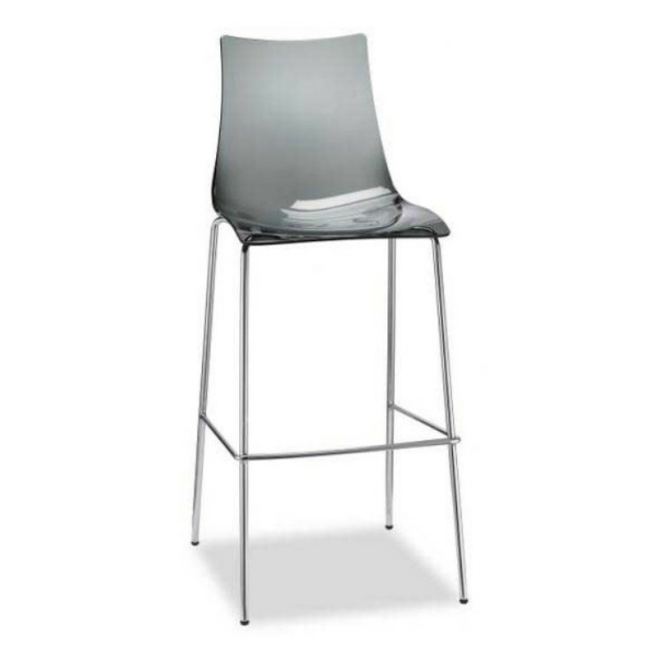 Plastová barová židle ZEBRA antishock - transparentní kouřová