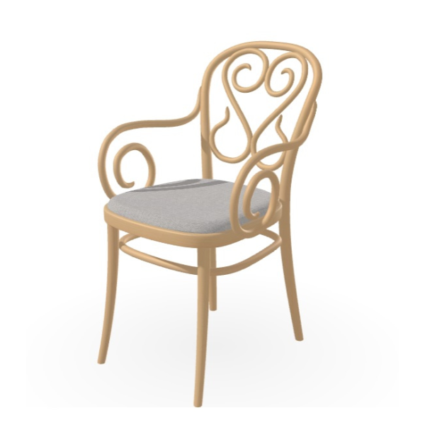 Dřevěná židle 323 004 s područkami s čalouněným sedákem