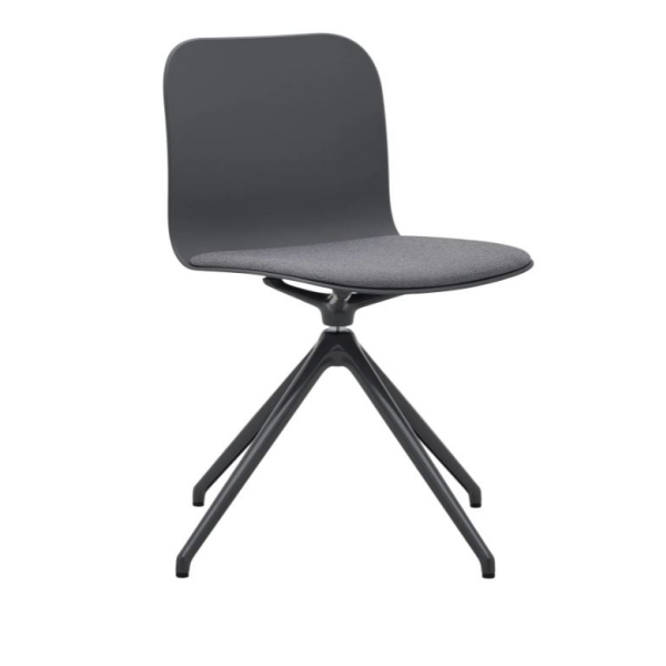 Plastová židle LAMBDA s čalouněným sedákem - čtyřpaprsková podnož